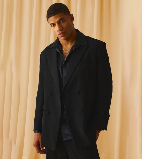 Solid Double Breasted Blazer