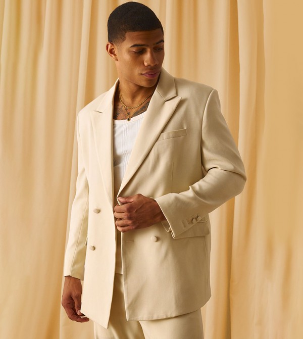 Solid Double Breasted Blazer