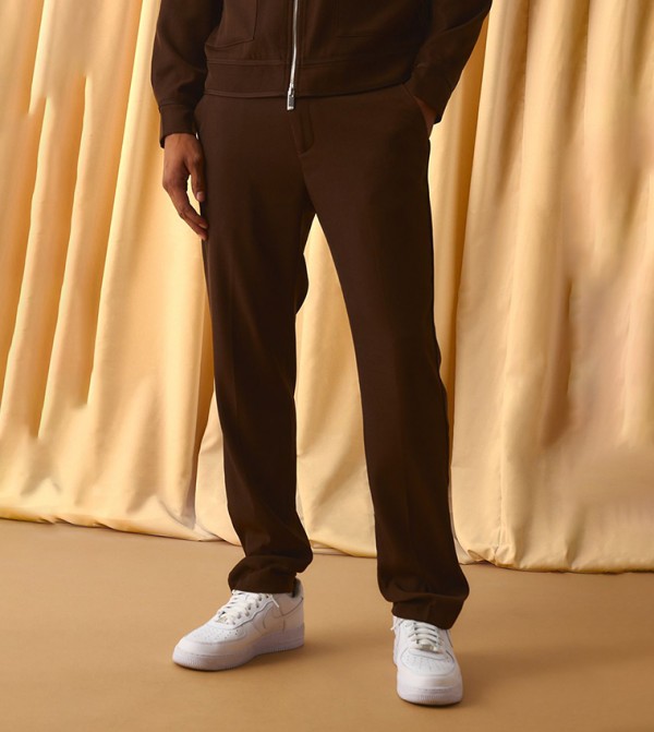 Satin Trim Straight Fit Tailored Trousers
