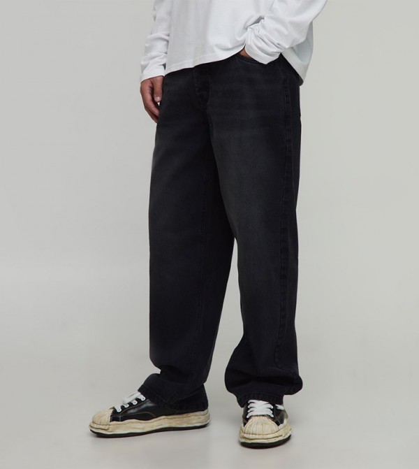 Washed Mid-Rise Relaxed Fit Jeans