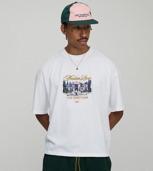 Script Hamptons Print Oversized T-Shirt