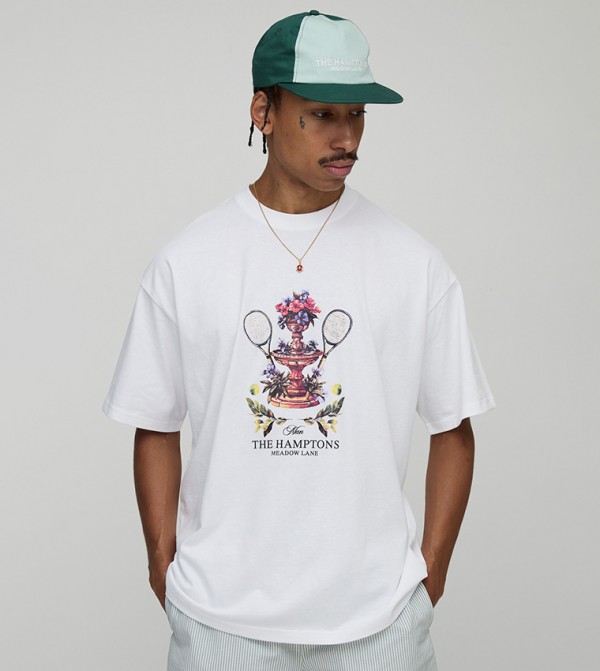 Script Tennis Club Print Oversized T-Shirt