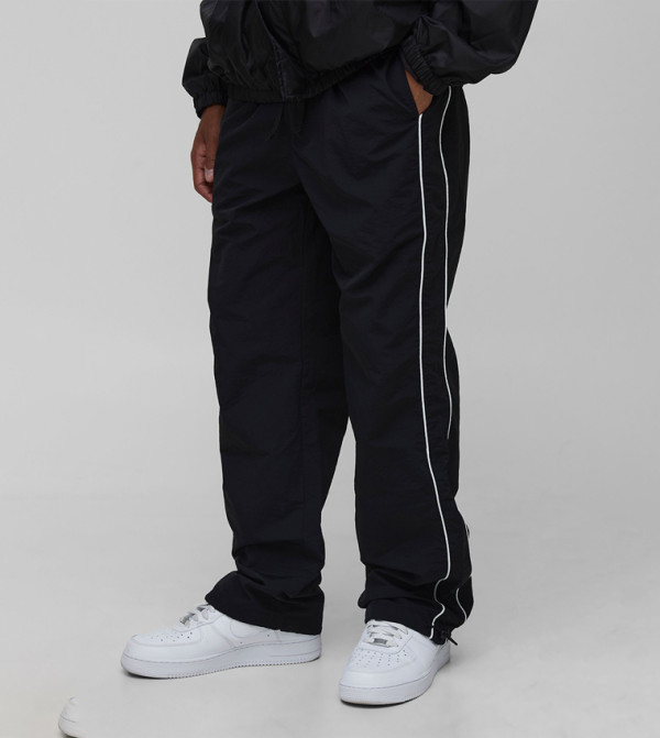 Side Striped Relaxed Fit Nylon Sweatpants