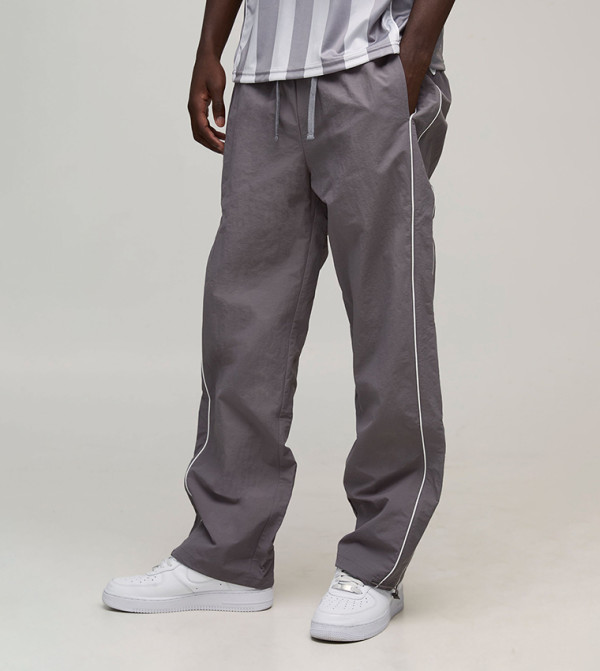Nylon Piping Detail Relaxed Fit Trousers