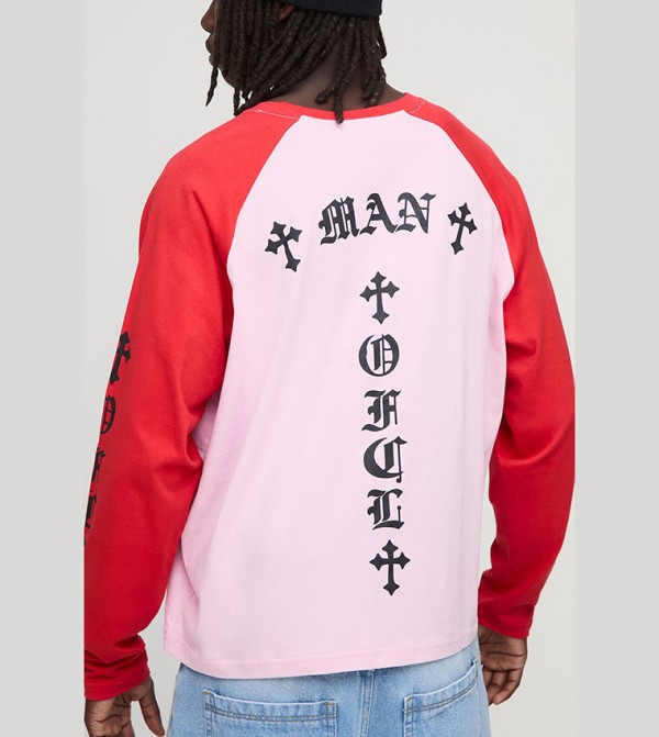Gothic Print Long Sleeves Raglan T-Shirt