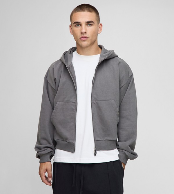 Premium Script Shrunken Fit Zip Through Jacket