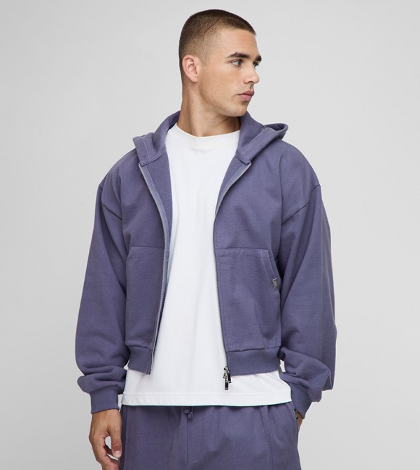 Premium Script Shrunken Fit Zip Through Jacket