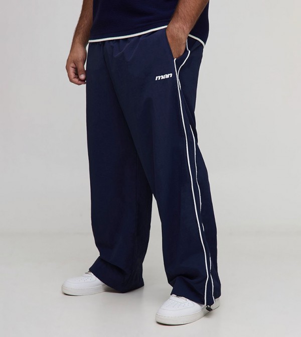Plus & Tall Stripe Embroidered Parachute Trousers