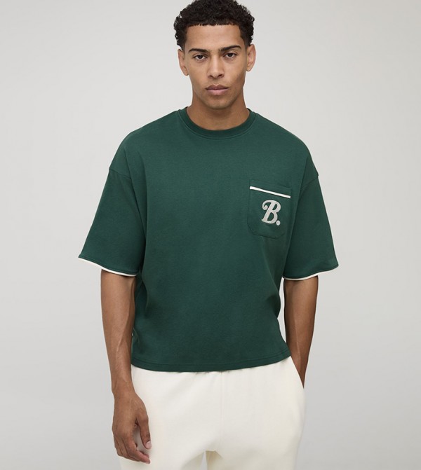 Interlock B Scroll Embroidered Piping Oversized T-Shirt