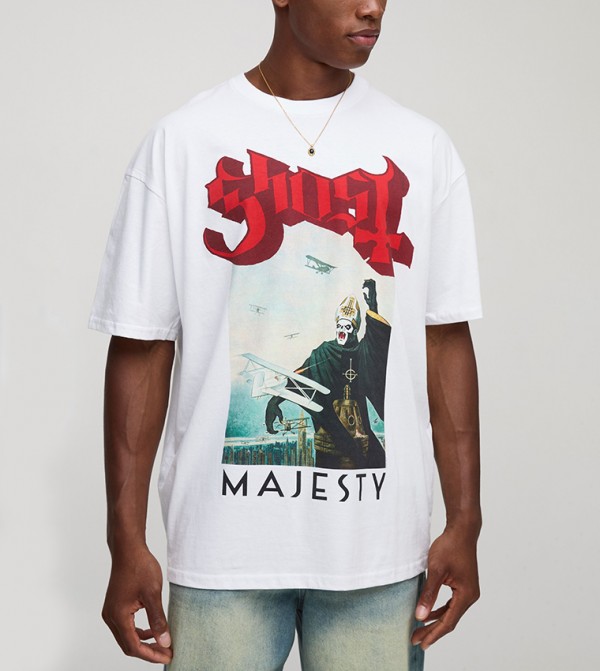 Ghost Printed Crew Neck Oversized T-Shirt