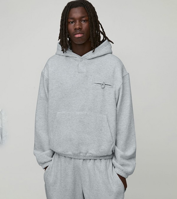 Pocket Detail Tab Oversized Hoodie
