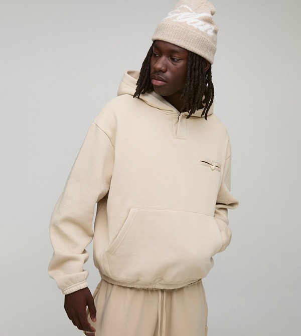 Pocket Detail Tab Oversized Hoodie