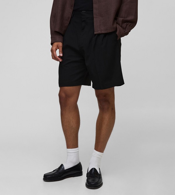 Pleated Fixed Waistband Tailored Jorts