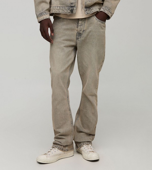 Stacked Washed Slim Flared Jeans