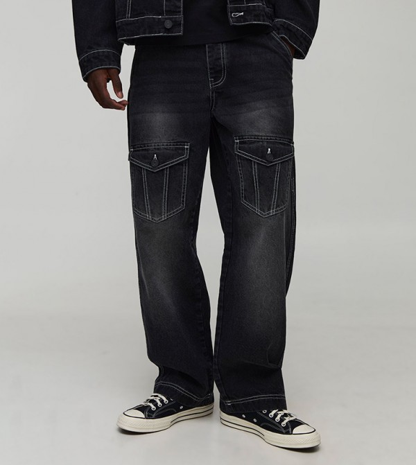 Contrast Stitch Relaxed Fit Jeans