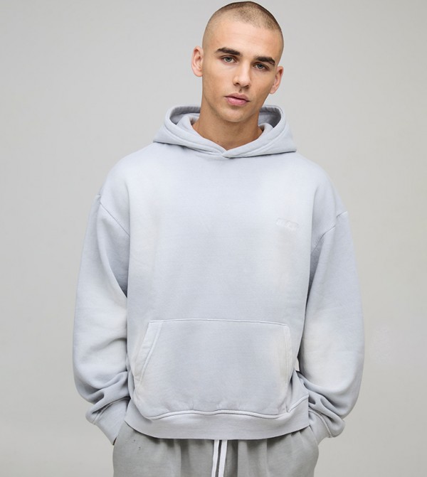 Spray Wash Sport Embroidered Oversized Hoodie
