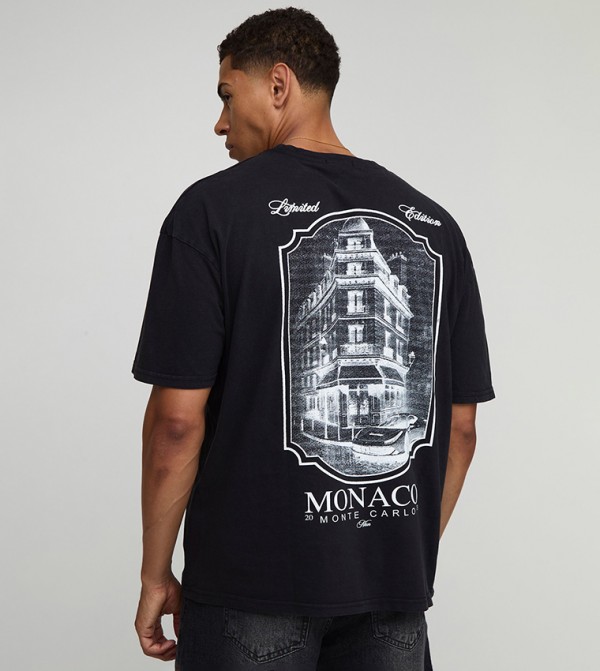 Washed Monaco Landscape Print T-Shirt