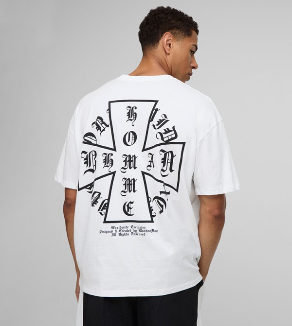 Oversized Homme Cross Printed T-Shirt