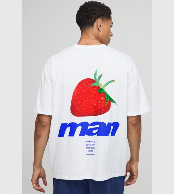 Strawberry Printed Oversized T-Shirt