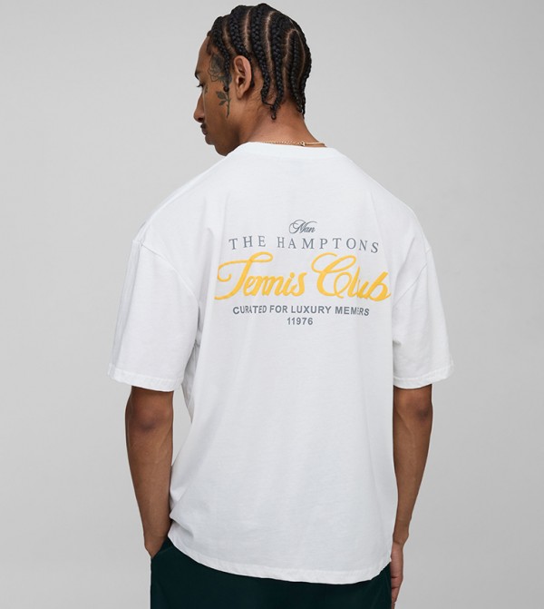 Hamptons Tennis Club Puff Print Oversized T-Shirt