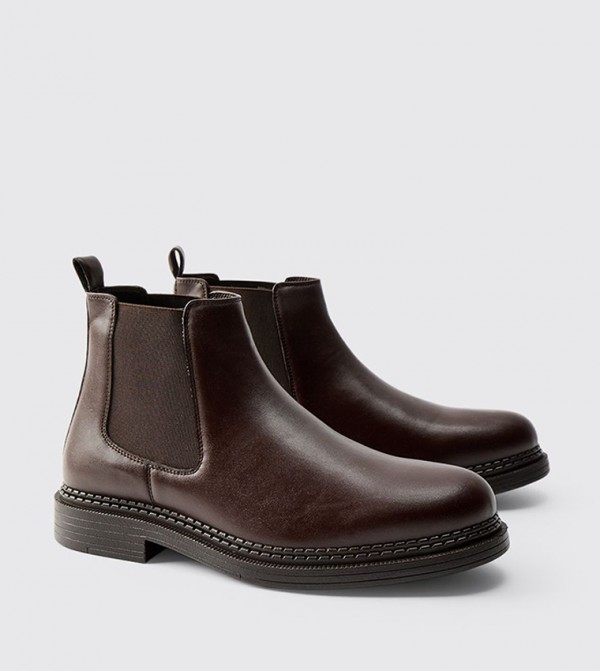 Faux Leather Chelsea Boots
