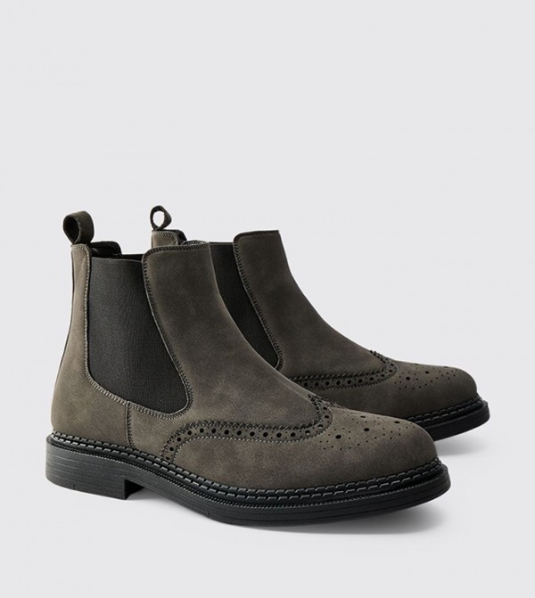 Faux Leather Western Stitching Detail Chelsea Boots