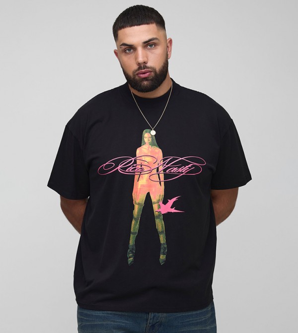 Plus & Tall Oversized Rico Nasty License Print T-Shirt