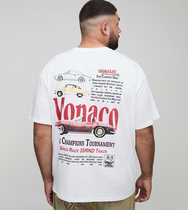 Plus & Tall Oversized Monaco Car Graphic T-Shirt