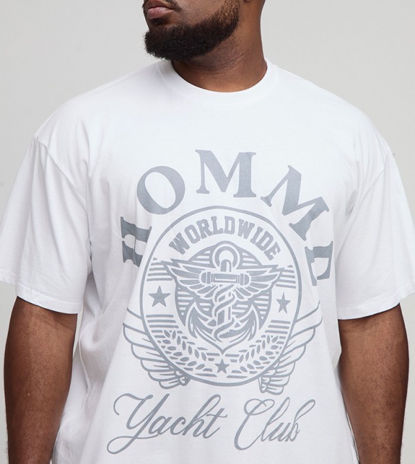 Plus & Tall Oversized Homme Varsity Print T-Shirt