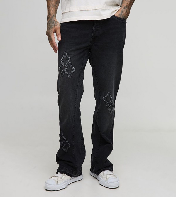 Tall Appliqued Gusset Panel Slim Flared Jeans