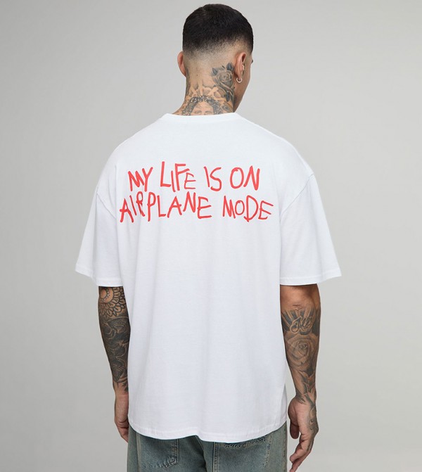 Tall Airplane Mode Slogan Print Oversized T-Shirt