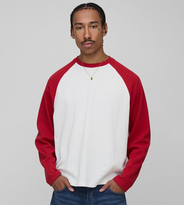 Heavyweight Waffle Raglan Sleeves Oversized T-Shirt