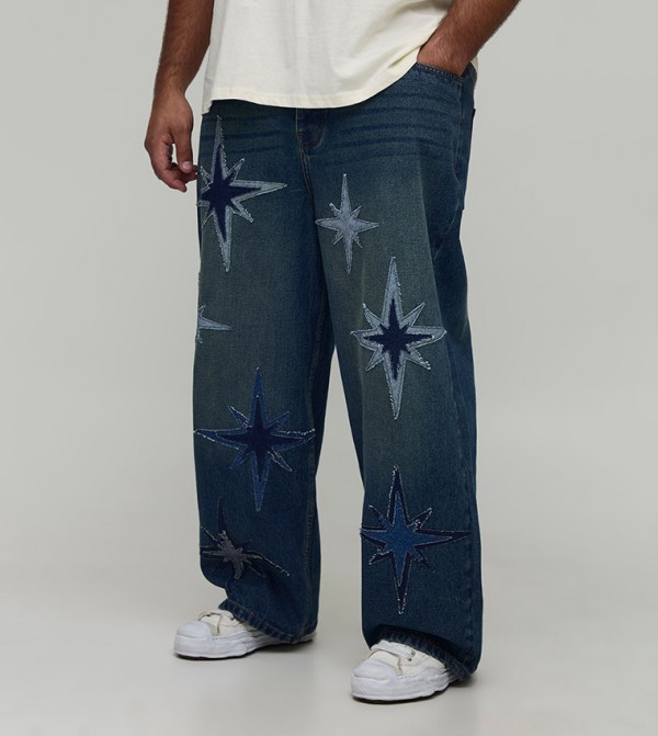 Star Applique Relaxed Fit Jeans