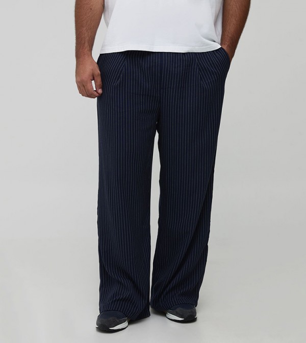 Plus & Tall Pleat Front Pinstriped Wide Leg Trousers