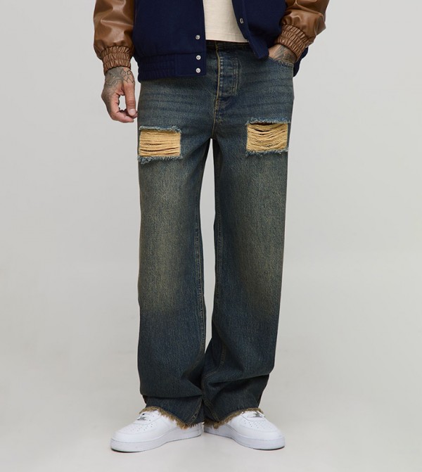 جينز ممزق للمقاسات الطويلة 