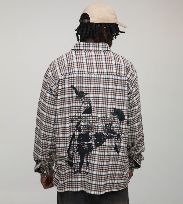 Tall Western Back Embroidered Flannel Shirt