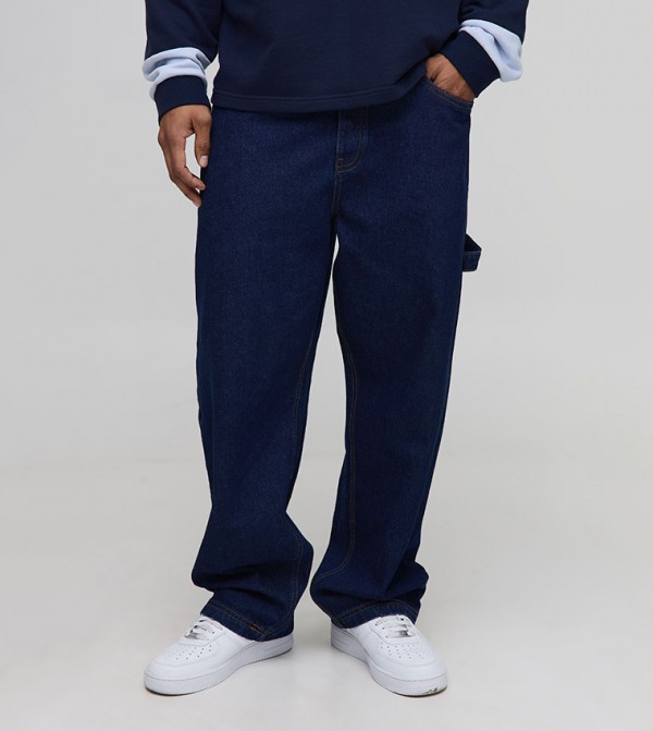 Washed Baggy Fit Carpenter Jeans
