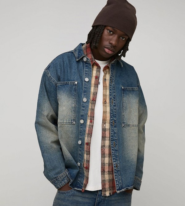 Washed Long Sleeves Denim Oversized Shirt