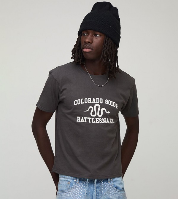 Snake Printed Crew Neck T-Shirt