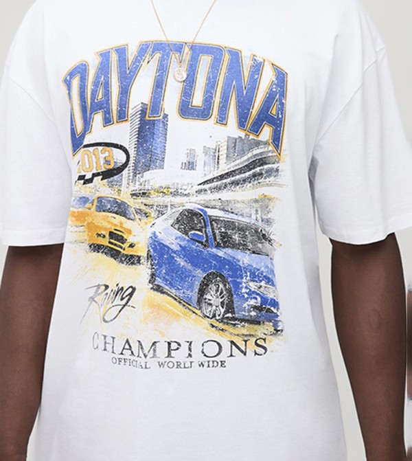Tall Daytona Moto Print Oversized T-Shirt