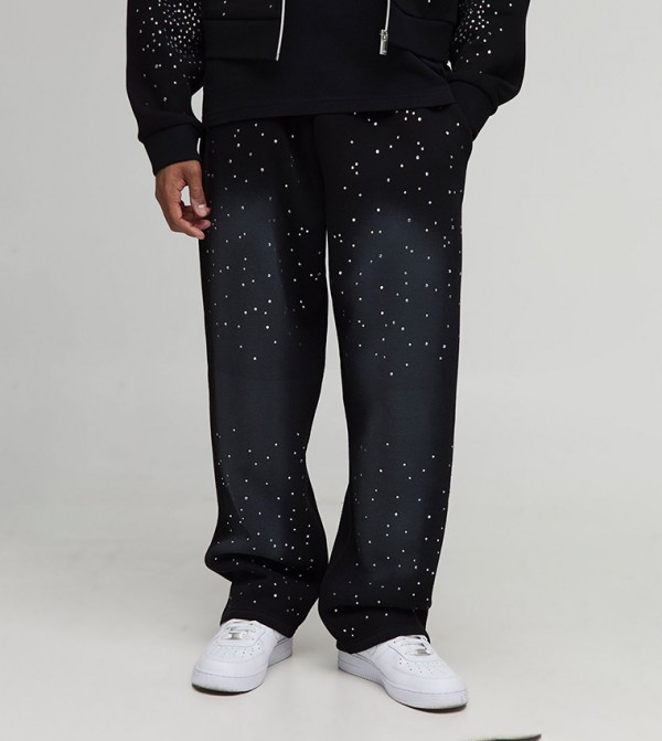 Washed Rhinestone Baggy Fit Sweatpants