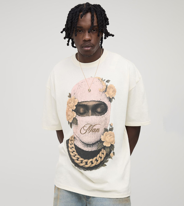 تيشيرت طويل واسع بطبعة للمقاسات الطويلة 