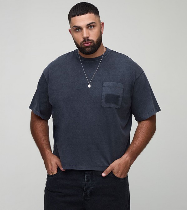 Heavyweight Washed Pocket Applique Oversized T-Shirt
