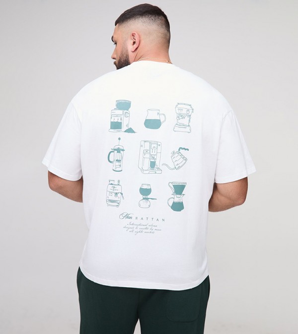 Script Coffee Printed Oversized T-Shirt