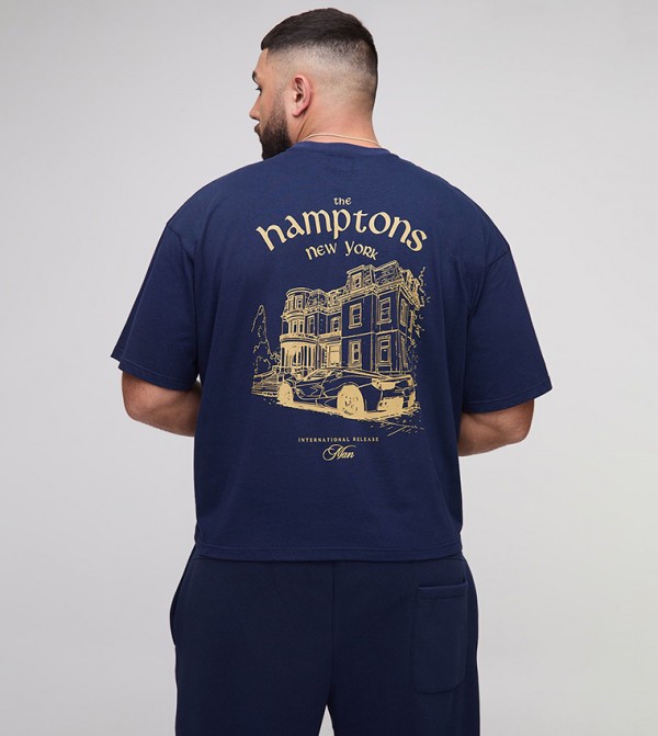 Script Hamptons Print Oversized T-Shirt