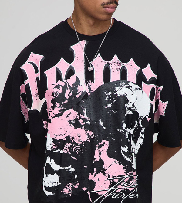 Heavyweight Skull Print Oversized T-Shirt