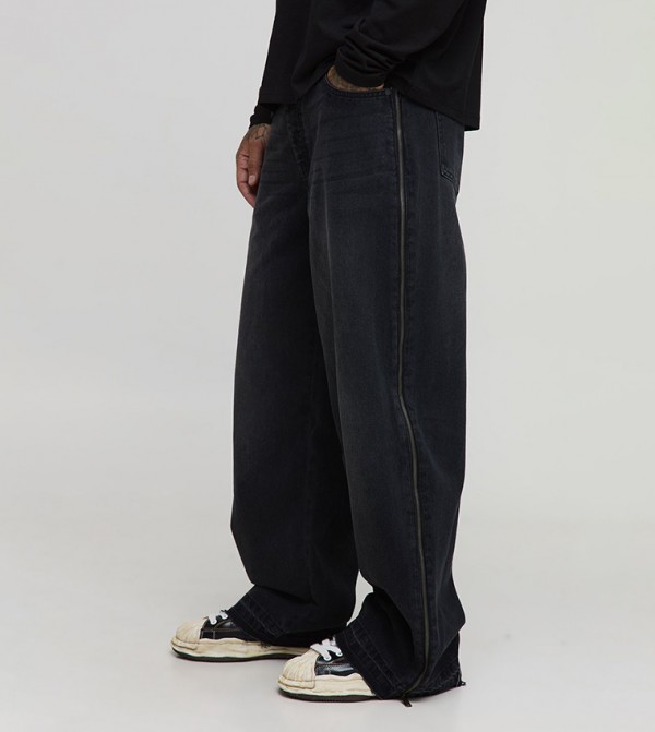 Tall Let Down Hem Zip Gusset Baggy Fit Jeans