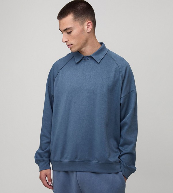 Premium Placket Less Interlock Oversized Polo T-Shirt