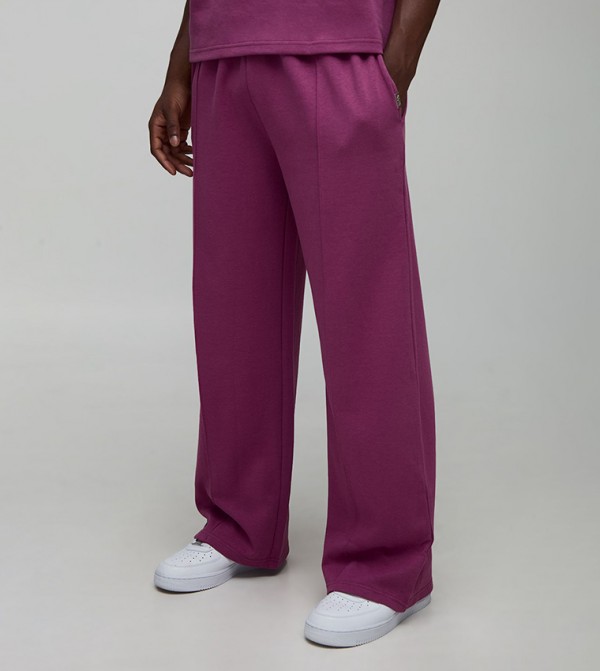 Premium Interlock Pintuck Wide Leg Sweatpants