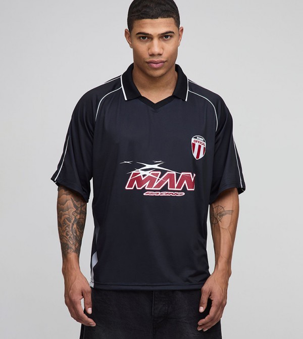 Printed Short Sleeves Oversized Polo T-Shirt